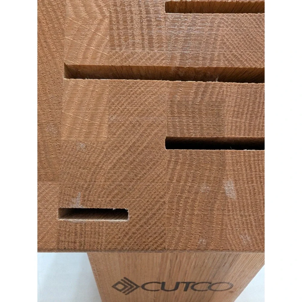 Cutco‎ 5 Slot Wooden Knife Block Solid Oak Kitchen Cutlery Storage Holder